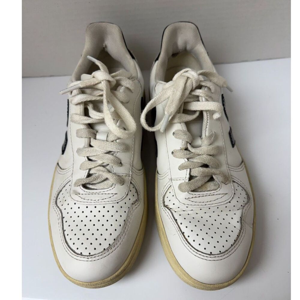VEJA V-10 Sneakers Womens Size 5 EU 36 White Black Leather Low Top Lace Up - Picture 8 of 13